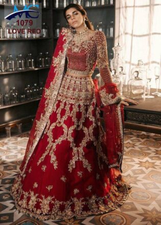 Girls Indian Pakistani Lehenga Choli ethnic Wedding wear Red with Sparkling gold 