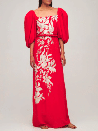 Johanna Ortiz Embroidered Silk Crepe Long Dress
