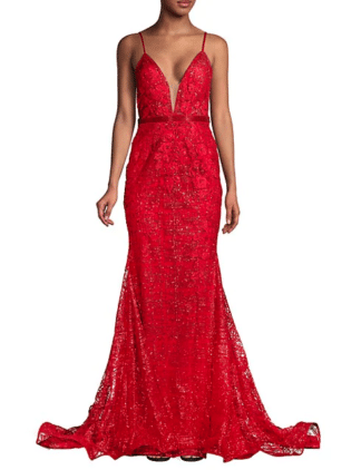 Jovani Open Back Floral Beaded Gown