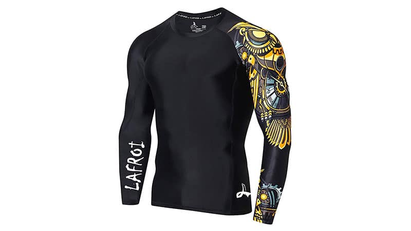 Lafroi Men's Long Sleeve Upf 50+ Baselayer Skins Performance Fit Compression Rash Guard