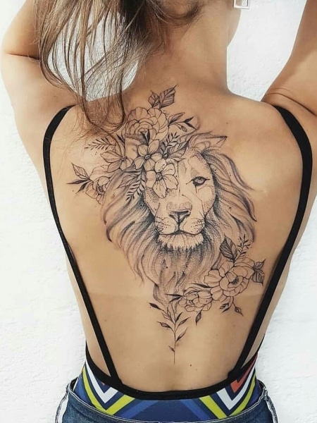 Lion Back Tattoo