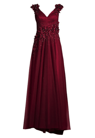 Mac Duggal Floral Applique A Line Gown