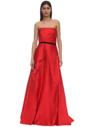 Marchesa Notte Strapless Satin Gown