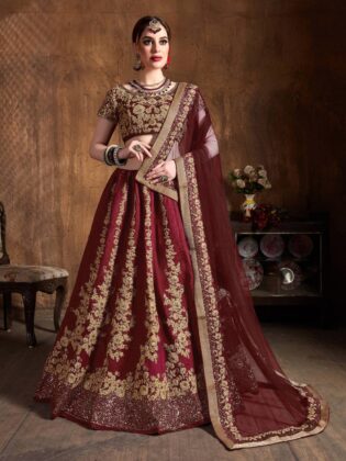 Maroon Zari Embroidered Designer Lehenga Choli For Women Indian Bridesmaid Asian Bridal Wedding Dresses Outfits Girlish Skirts Lehenga