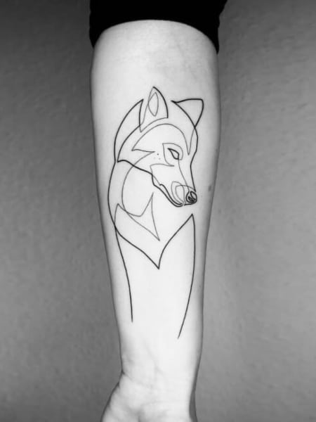 Minimalist Wolf Tattoo