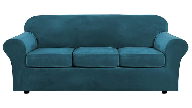 H.VERSAILTEX Modern Velvet Plush 4 Piece High Stretch Sofa Slipcover