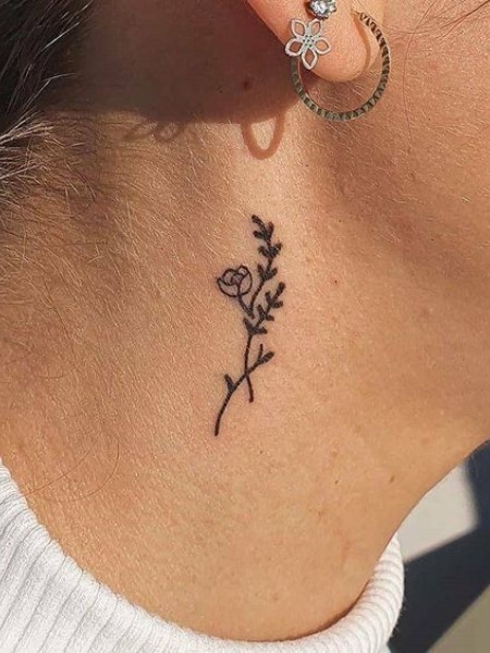 Neck Stick And Poke Tattoo