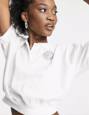 Nike Cropped Polo T Shirt In White
