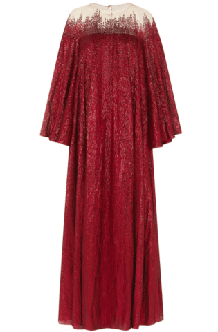 Oscar De La Renta Tulle And Embellished Silk Blend Lamé Gown