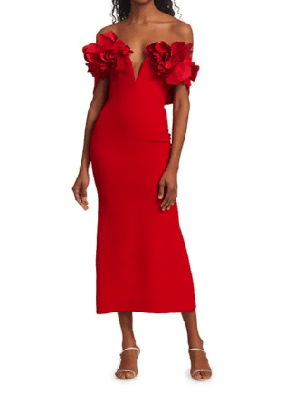 Oscar De La Renta 3d Floral Off The Shoulder Cady Cocktail Dress