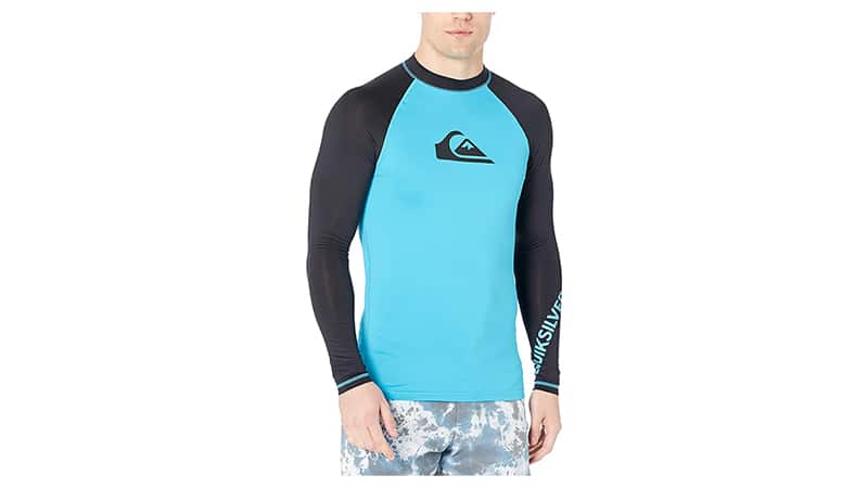 Quiksilver All Time Long Sleeve Rashguard Swim Shirt Upf 50+