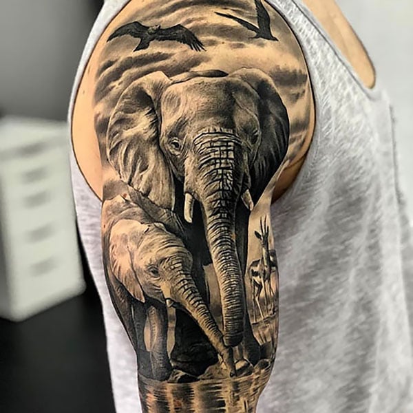 Realistic Elephant Tattoo