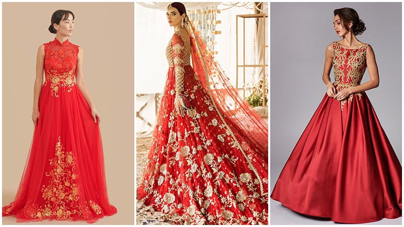 Red And Gold Wedding Dresses 
