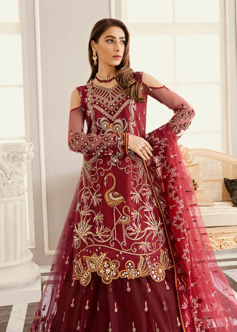 red wedding frock design