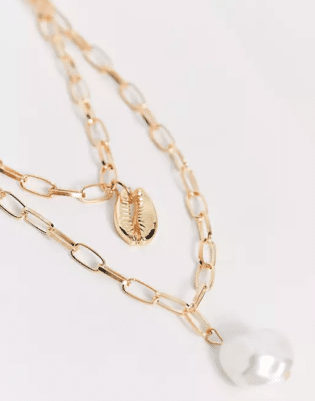 Svnx Double Chain Shell Necklace