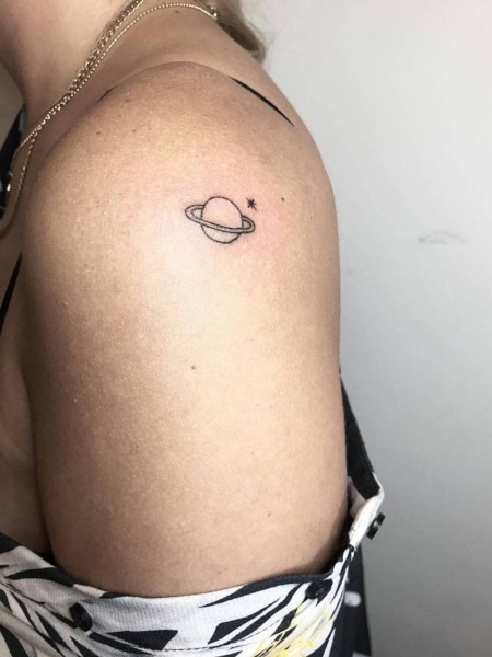 Shoulder Stick And Poke Tattoo