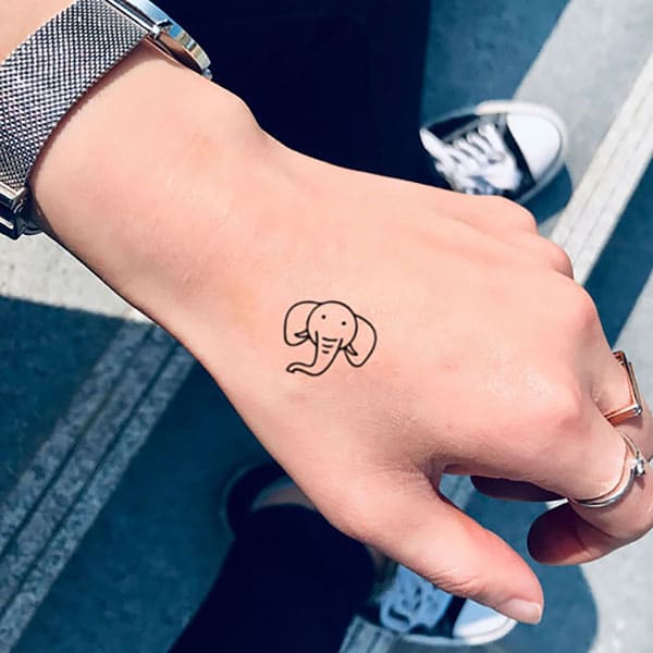 Minimal Elephant's Head One-Line Tattoo Design | Inku Paw