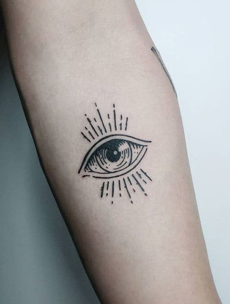 Hand With Eye Tattoo In Sketch Style Tattoo Idea