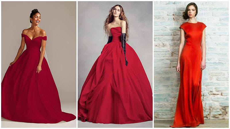 Simple Red Wedding Dresses 