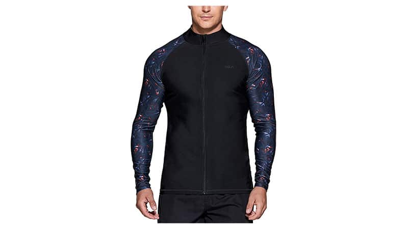 Tsla Men's Long Sleeve Zip Rash Guard