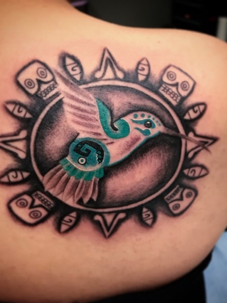 Aztec Hummingbird Tattoo