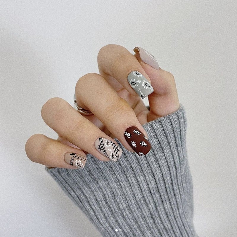 Bandana Inspired Nails Acrylic Nail Ideas Yeswhatnails