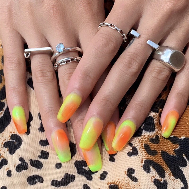 Fluorescent Nail Art Acrylic Nail Ideas Ladyfancynails 