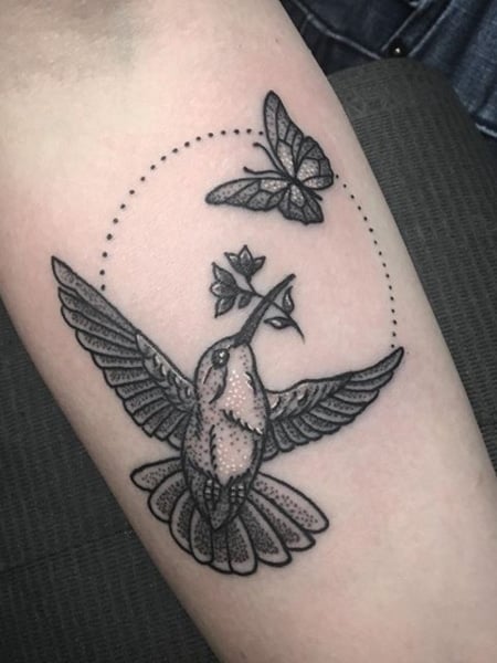 Hummingbird And Butterfly Tattoo