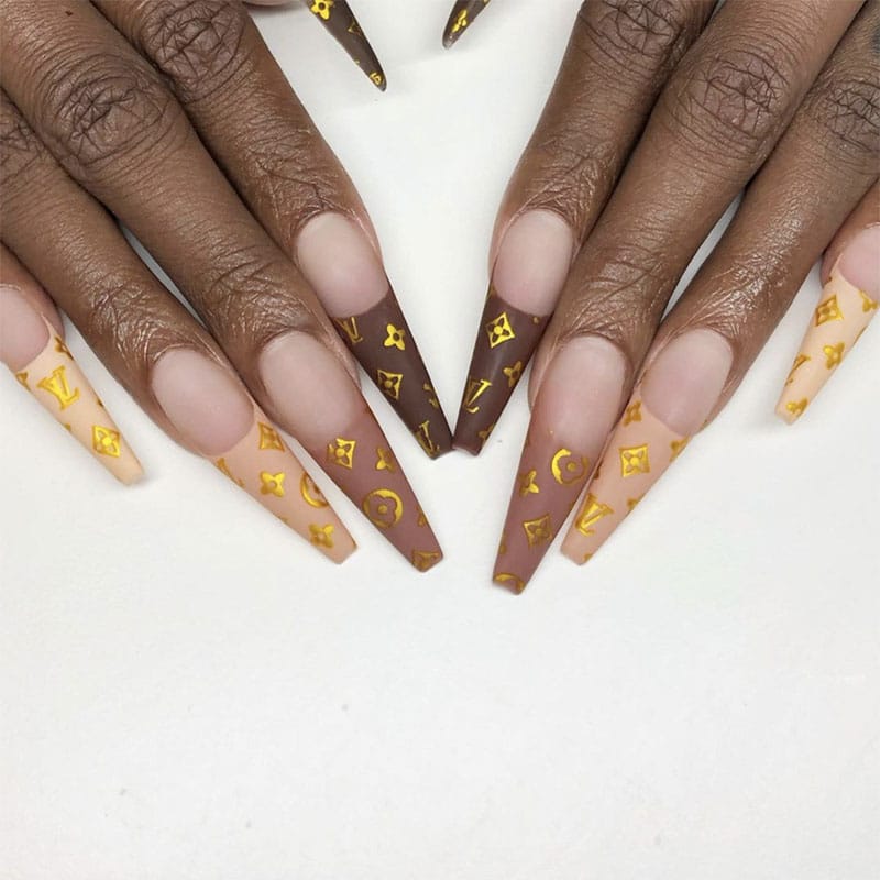 Lv Inspired Logomania Nails Acrylic Nail Design Ideas Artofkia