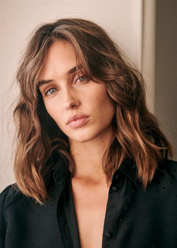 Light Brown Hair With Curtain Bangs