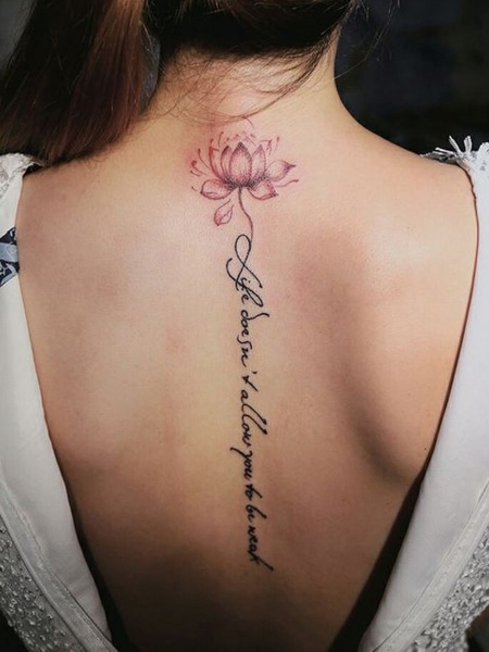 Lotus Spine Tattoo