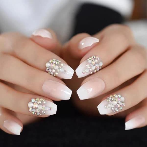 Ombre Nails With Diamonds