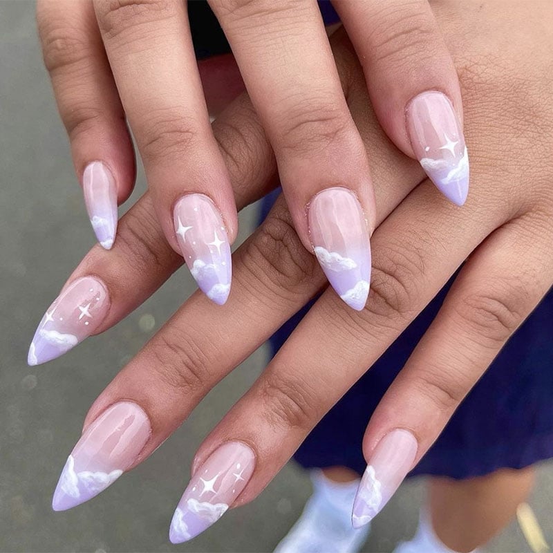 Pastel Clouds And Stars Acrylic Nail Ideas Nailitmag