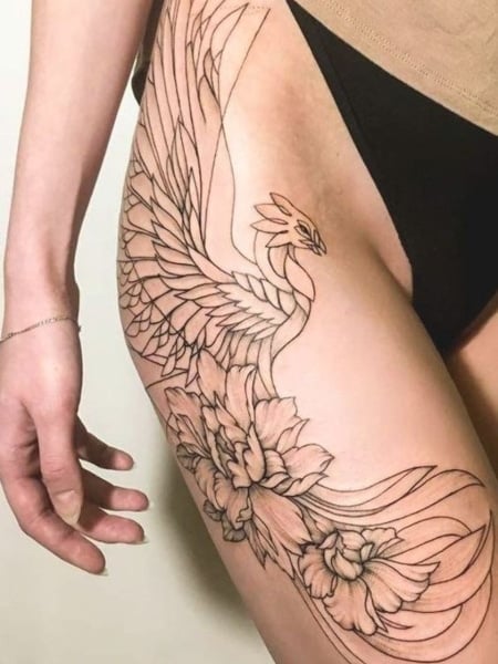 Pin by Kiley on Tattoo  Hip tattoos women Thigh tattoos women Flower  thigh tattoos