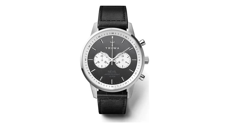 Triwanevil Quartz Black Dial Black Leather Men's