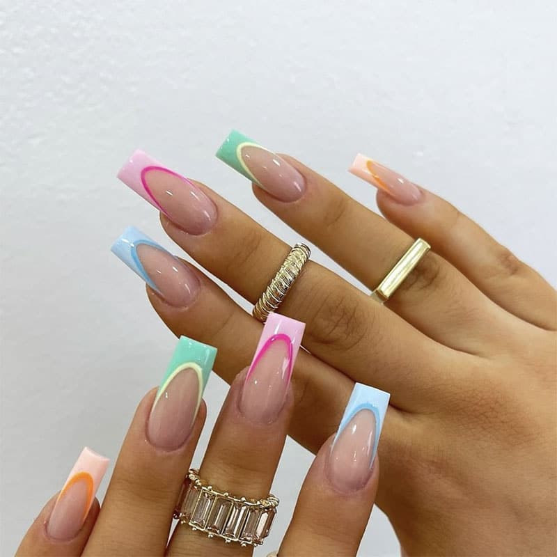 42 Cute Summer Nails For 2022 For Every Style : Pink and Orange Funky Nail  Art Design