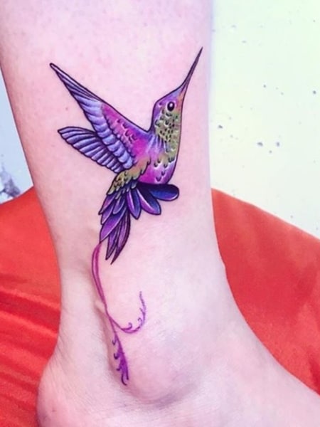 Purple Hummingbird Tattoo