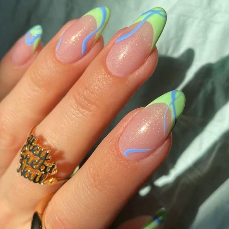 Blue And Green Nails