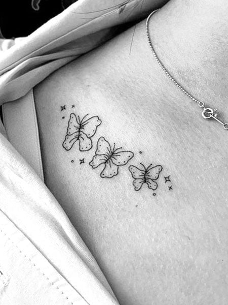 Butterflies And Star Tattoo Women