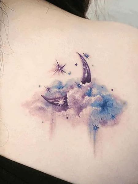 Clouds And Stars Tattoo Women