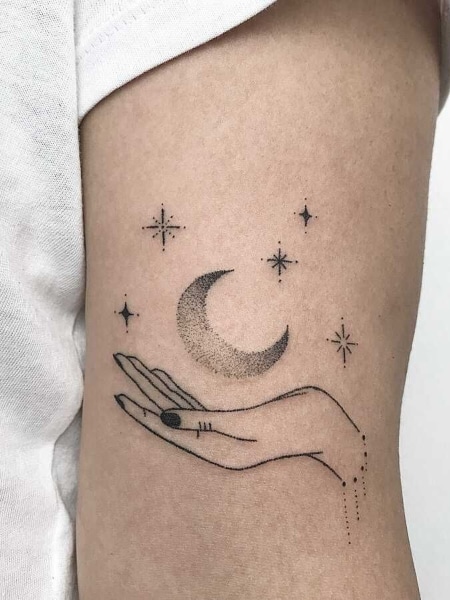 Luna și stele tatuaj 