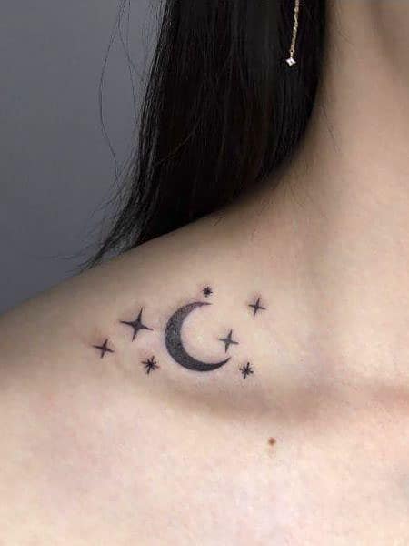 Moon And Stars Tattoo Women