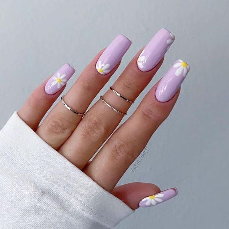 Tutorial: Simple Purple and White Nail Design - YouTube