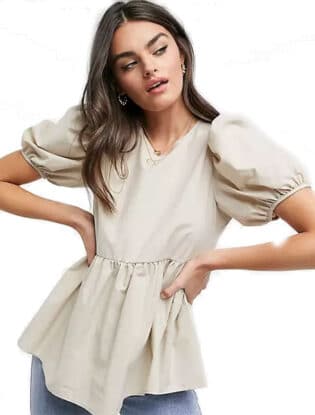 Smock Puff Sleev Blouses
