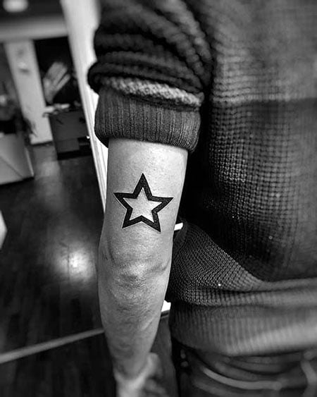 Star Elbow Tattoo Men