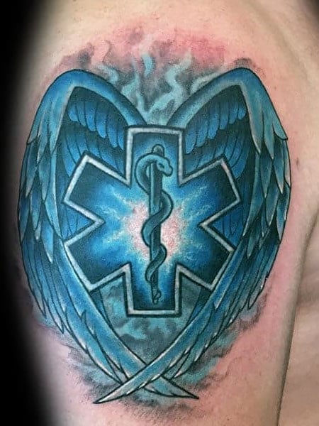 Star F Life Tattoo Angle Wings