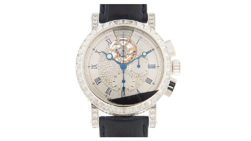 Breguet Marine Tourbillon Hand Wind Diamond Silver Dial