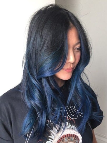 Black Hair With Blue Tips