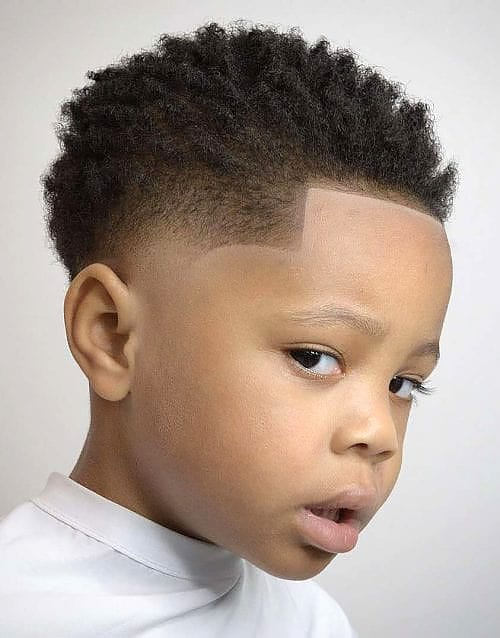 Boy Haircut Afro With Line Up And Temple Fade