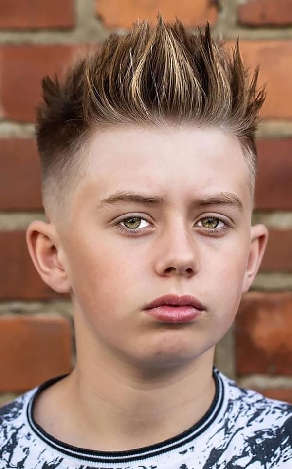 Boy Haircut Brush Up Hair With Skin Fade